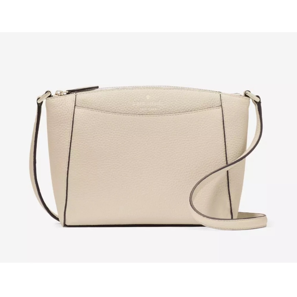 New Kate Spade Monica Pebbled Leather Crossbody Light Sand